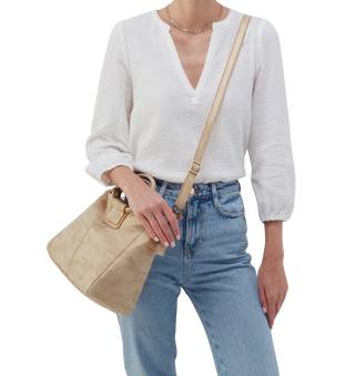 Sheila Medium Satchel, Metallic Leather