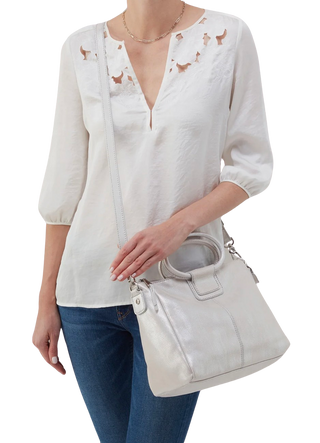 Sheila Medium Satchel, Metallic Leather