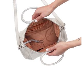 Sheila Medium Satchel, Metallic Leather