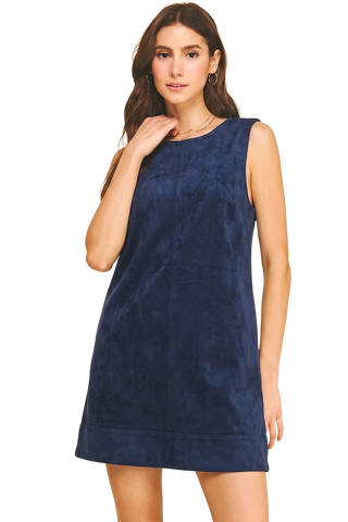 Corduroy Sleeveless Mini Dress, Deep Navy