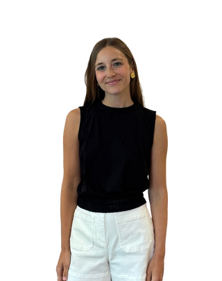 Boatneck Elastic Hem Tank, Blk