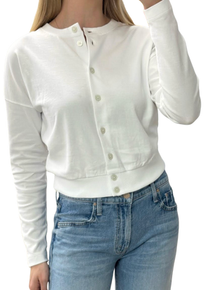 Rib Trim Cardigan, White