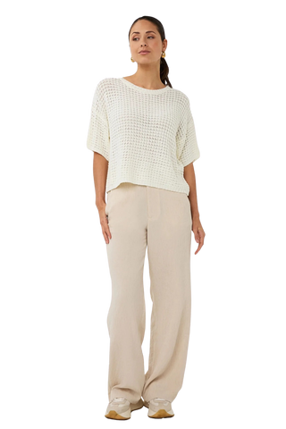 Open Knit S/S Sweater, Off White