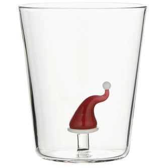 FIgurine Rocks Glass, Santa Hat