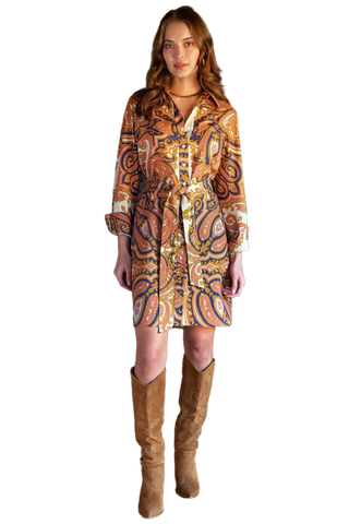 Liam Shirtdress, Princess Paisley Print Ivory/Pink/Navy