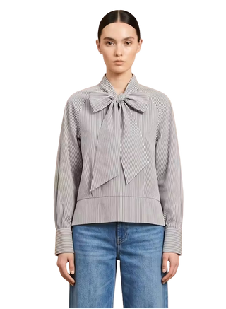 Raelynn Top, Charcoal Stripes