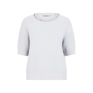 Sweater Fancy Neck S/S, Off White