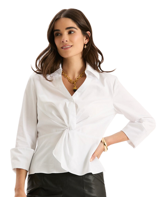 Paige Ctn Twisted Front Blouse, White