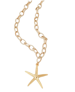 Etched Chain w/ Star Fish, Gold