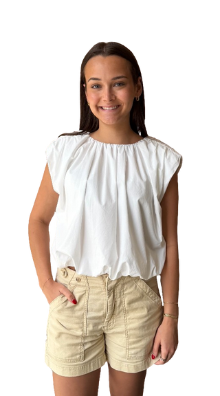 Slvless Bubble Top, White