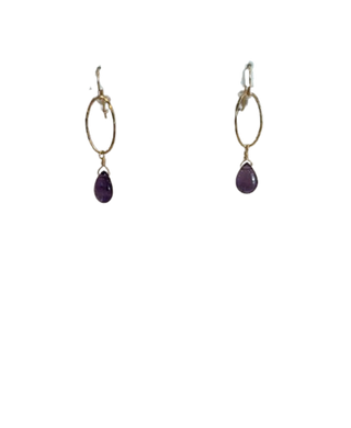 ER-137 Semi-precious Oval Drop, Amethyst