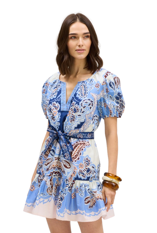 Isabella  Dress, Azure Paisley