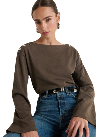 Rochelle Boatneck Tee, Espresso
