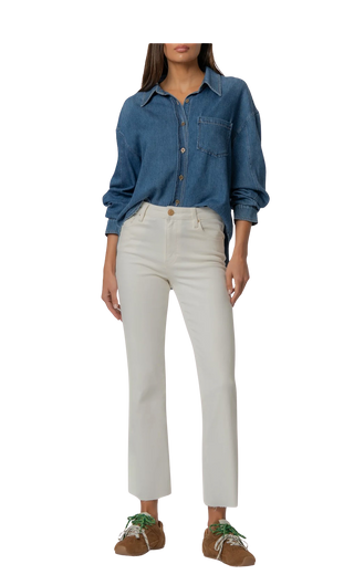 Kelsey High Rise Ankle Flare With Raw Hem, Ecru