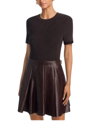 Devyn Knit Skirt Mini Dress, Dark Brown