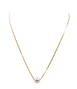 White Floating Pearl Necklace 16"