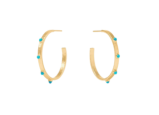 Crescent Stone Hoop (Med) - Turquoise Blue