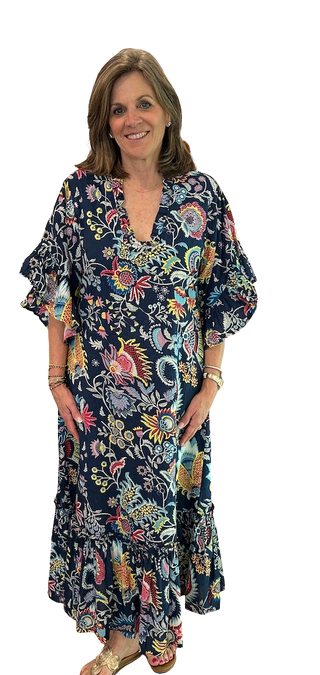 Soleil Dress, Indigo Garden