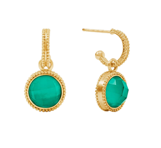 Fleur-De-Lis Hoop & Charm Earring - Iridescent Emerald Green