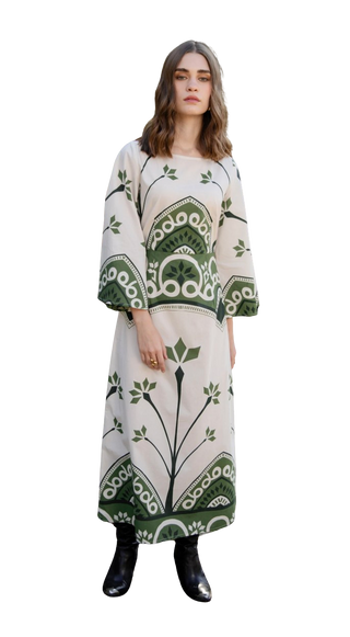 Camelia Dress, Awakening Green
