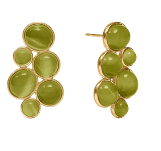 Cobblestone Statement Earring - Green Cat'S Eye