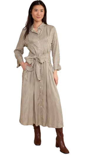 Miles Dress, Olive Grove Stripe