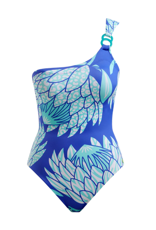 One Shoulder Swimsuit, Blue Protea