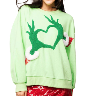 Grinch Heart Hands Sweatshirt, Green