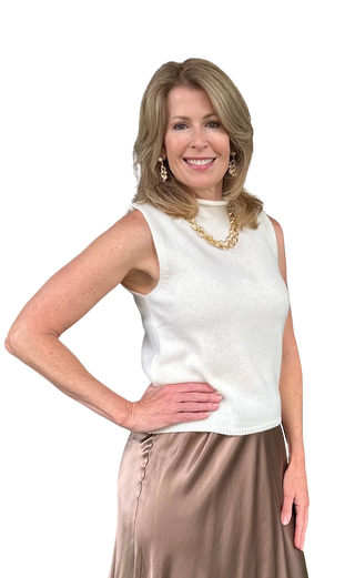 Slvless High Neck Cashmere, Cream