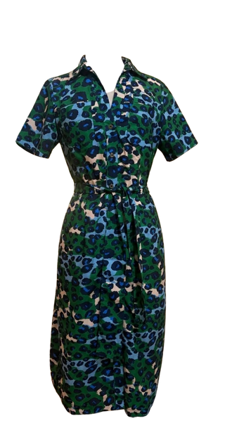Pocket Midi Shirtdress, Emarald Leopard