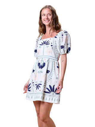 Mariana Mini Dress, Liliana Blue Surf Print