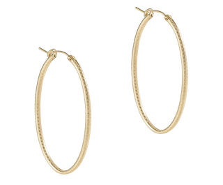 Oval Gold 2" Hoop Earring - Textured