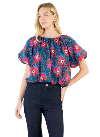 Floral Cinched Top, BL