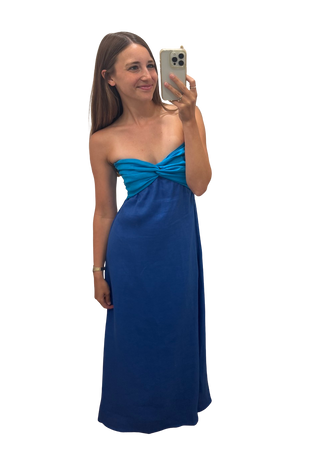 Melody Linen Maxi Dress, Atlantic Blue