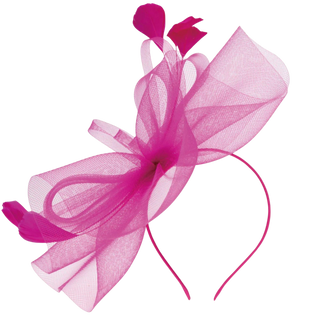 Organza Fascinator w/ Feathers, Fuschia