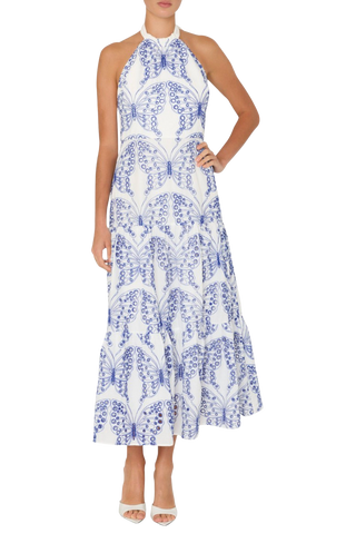 Hayden Butterfly Eyelet Dress, White/Blue