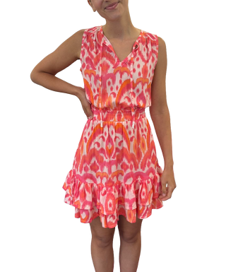 Kaylee Dress, Pink Ikat