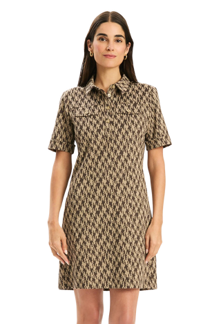 Kat Knit Twill Dress, Dem/Iced Coffee