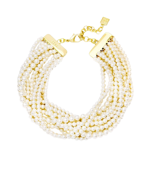 10 strand small pearl collar necklace