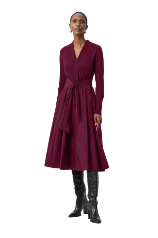 Silky Knit and Memory Fit and Flare Dress, Elderberry