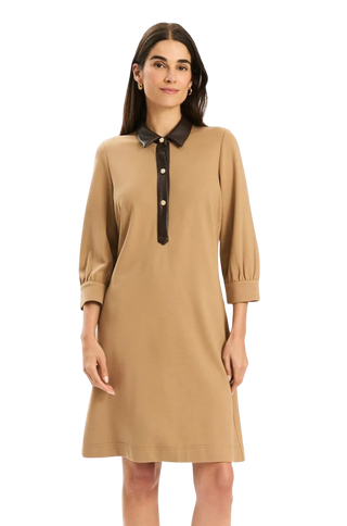 Kat Ponte Dress, Latte
