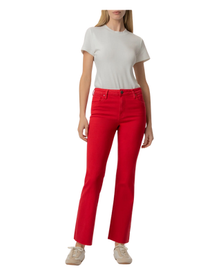 Meg High Rise Fab Ab Wide Leg Raw Hem, Ruby Red