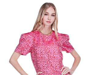 Short Sleeve Top, Berry Leopard