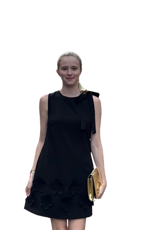 Sleeveless Floral Detail Dress, BK