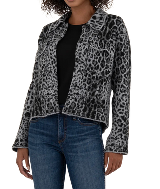 Ava Button Front Sweater Jacket, Grey