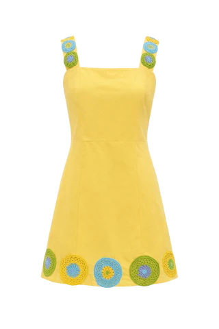 Lills Dress, Yellow Crochet