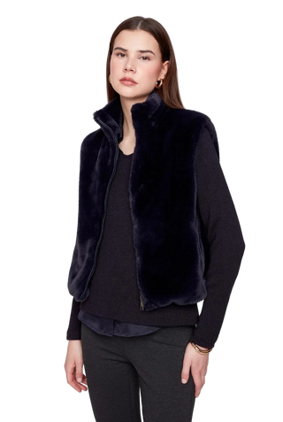 R3879L-E3011 Faux Fur Vest, Black
