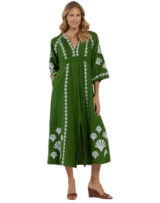 Clementine Dress, Garden Green White