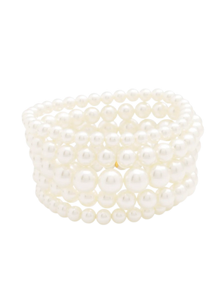 Layered Mixed Pearl Beaded Stretch Bracelet