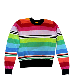 Ivy Stripe Crew, Black w/ Rainbow